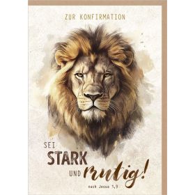 Produktbild des Artikels Schreibwaren Faltkarte "Sei stark und mutig" - Löwe
